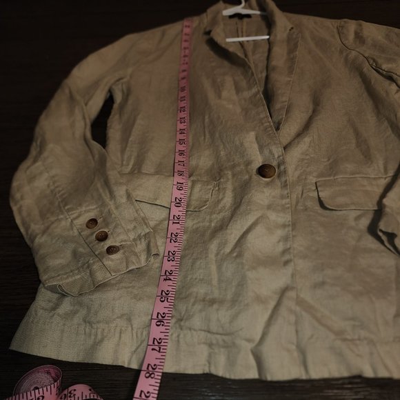 Quince 100% European Linen Blazer NWT Khaki Med - Picture 4 of 9